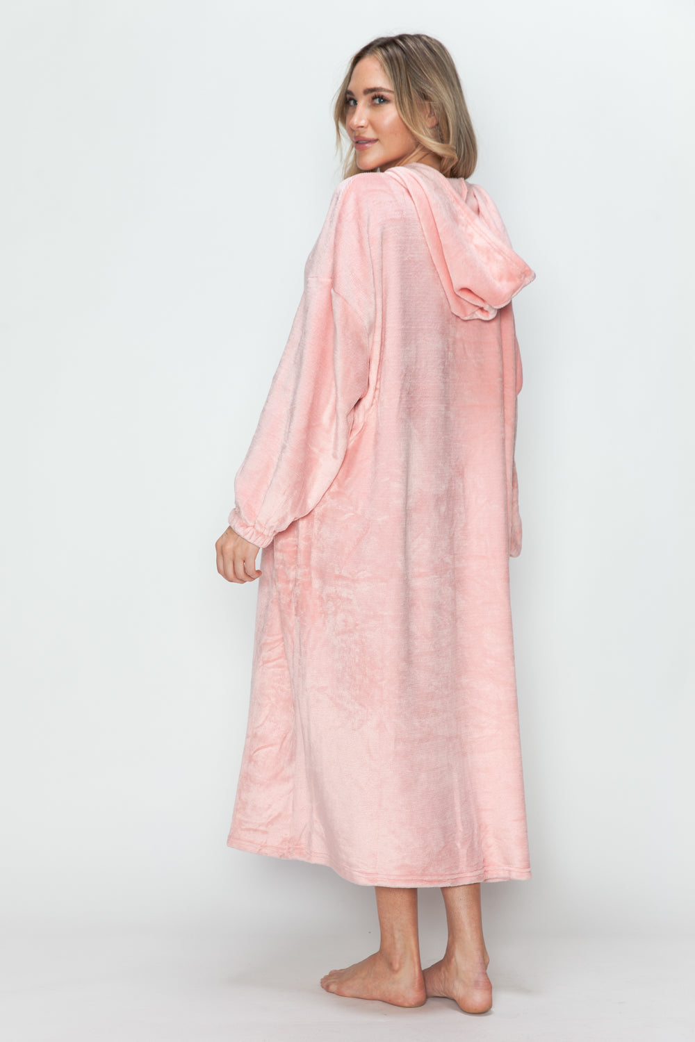 Double Take Full Size Pocketed Hooded Midi Lounge Dress - The Daily Makeover