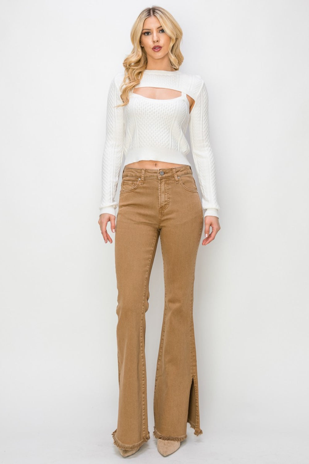 Bailey Full Size High Waist Side Slit Flare Jeans - The Daily Makeover