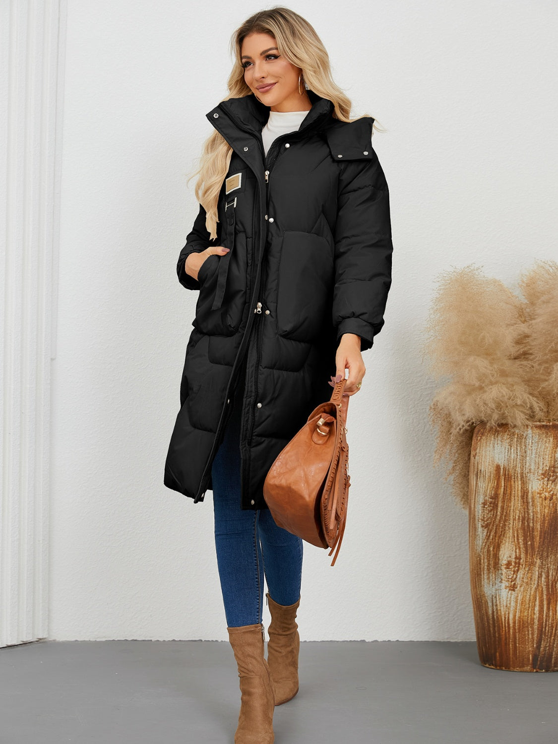 Long Sleeve Longline Hooded Winter Coat - The Daily Makeover