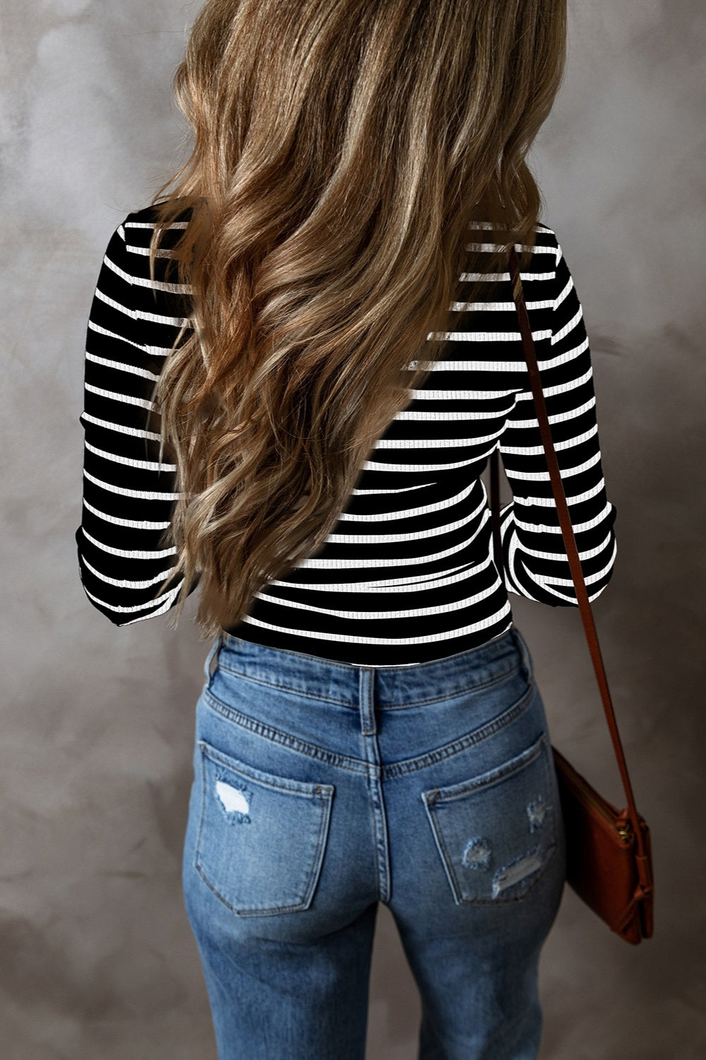 Striped V-Neck Long Sleeve Top - The Daily Makeover