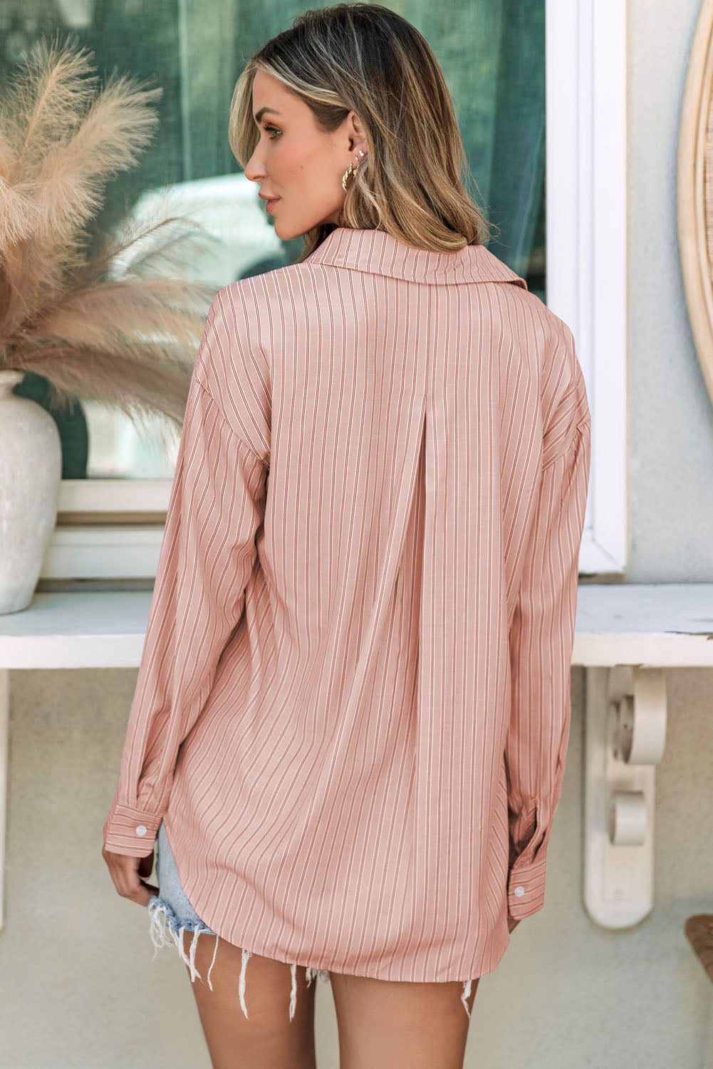 Striped Button Up Long Sleeve Shirt - The Daily Makeover