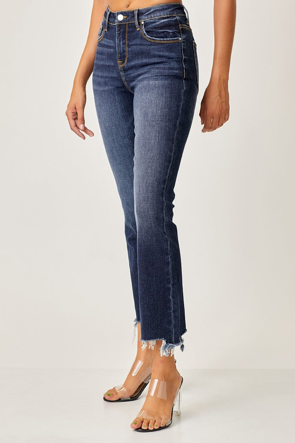 Full Size Frayed Hem Cropped Straight Jeans - The Daily Makeover