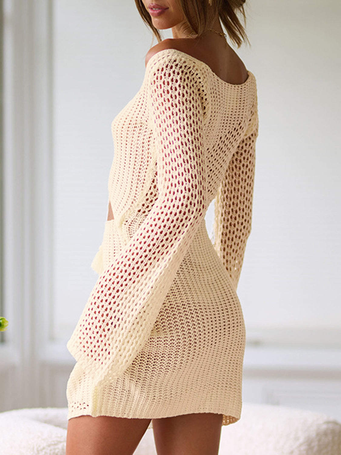 Cutout Lace-Up Long Sleeve Cover Up - The Daily Makeover