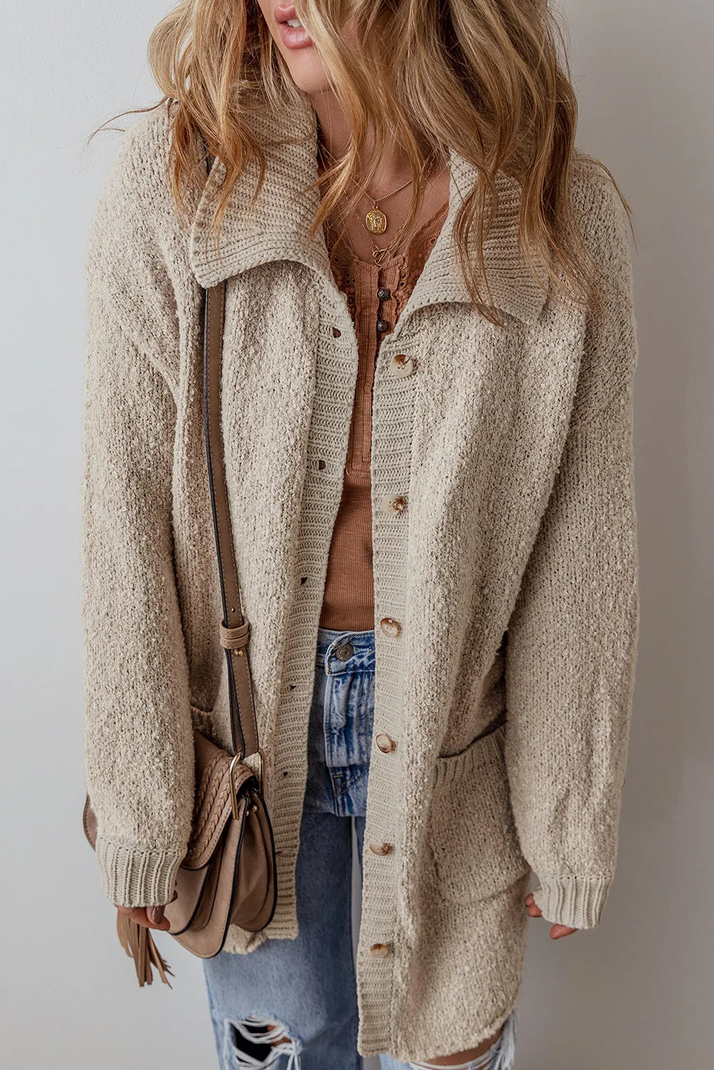Pocketed Button Up Long Sleeve Cardigan - The Daily Makeover