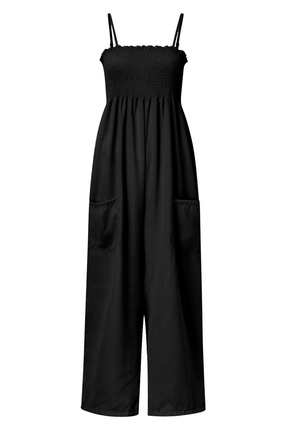 Smocked Spaghetti Strap Wide Leg Jumpsuit - The Daily Makeover