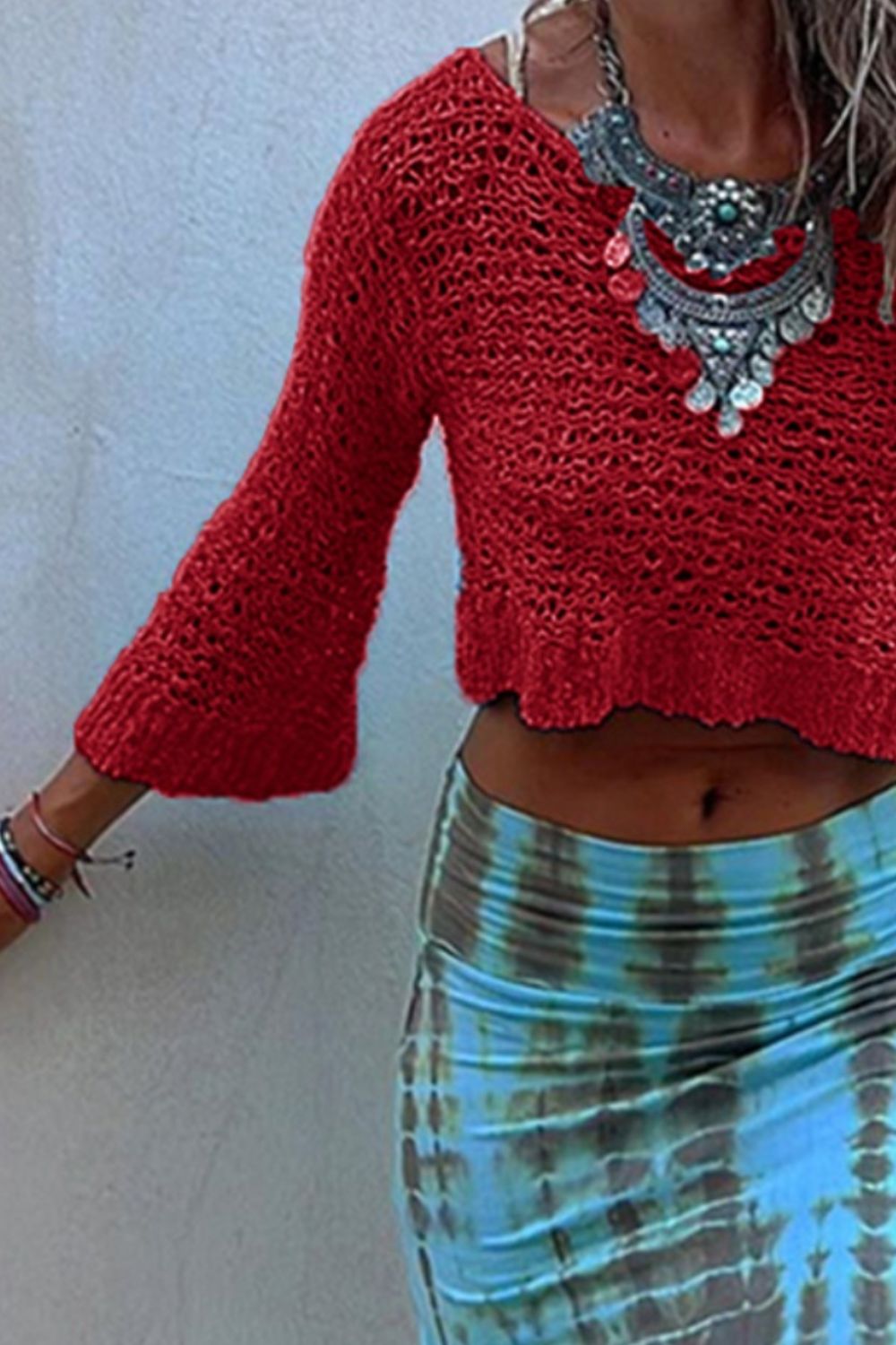 Round Neck Long Sleeve Knit Cover Up - The Daily Makeover