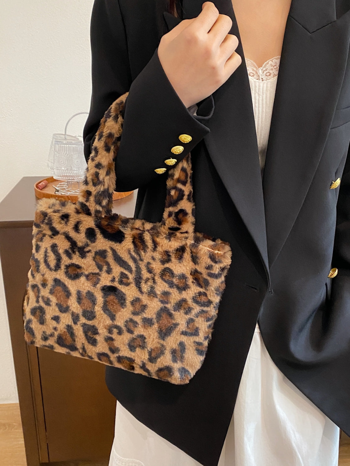 Leopard Fluff Handbag with Zip - The Daily Makeover