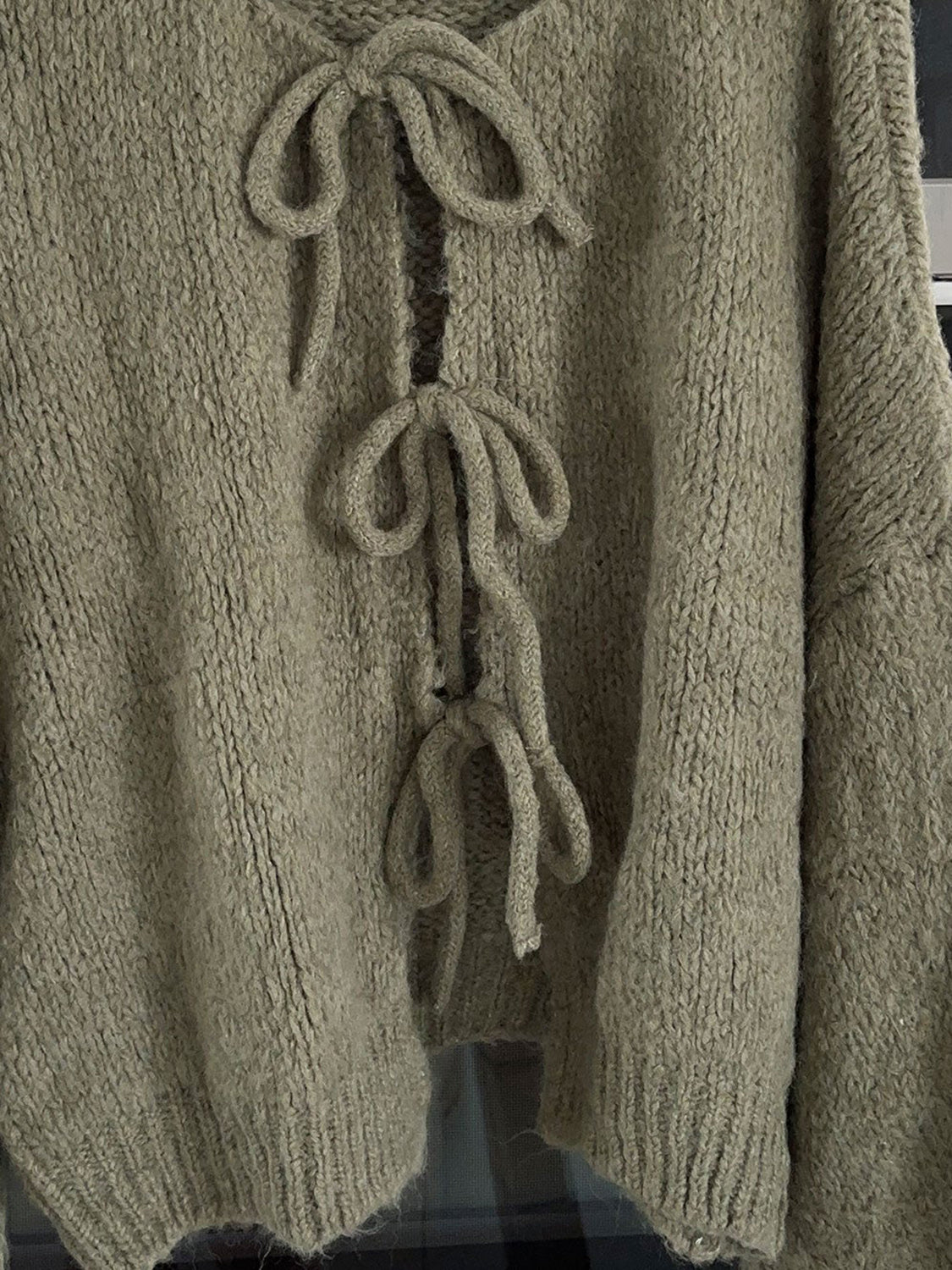 Tied Long Sleeve Dropped Shoulder Cardigan - The Daily Makeover