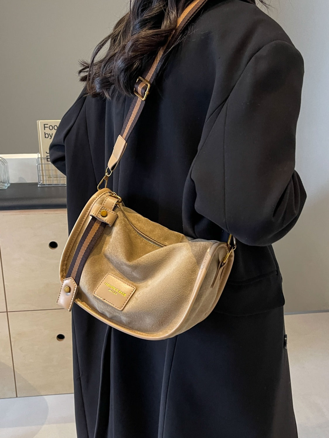 Suede Adjustable Strap Shoulder Bag - The Daily Makeover