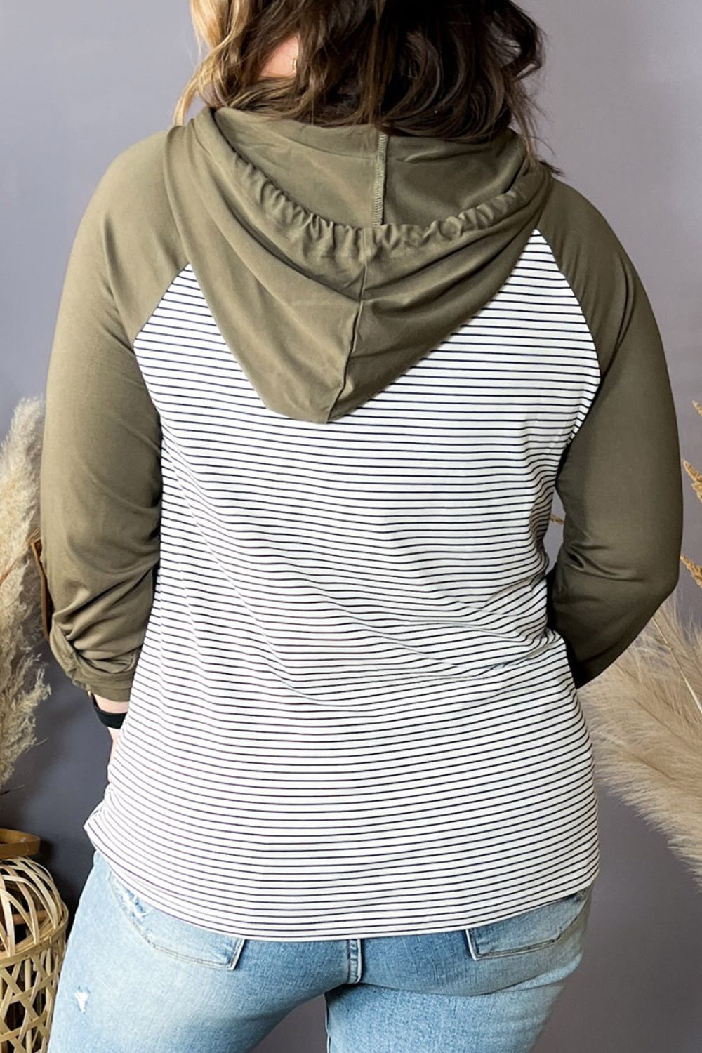 Plus Size Striped Long Sleeve Hoodie - The Daily Makeover