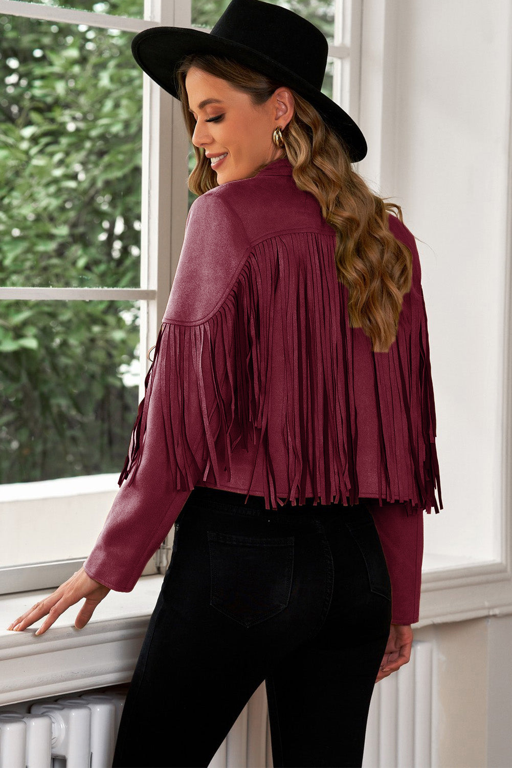 Fringe Trim Lapel Collar Cropped Blazer - The Daily Makeover