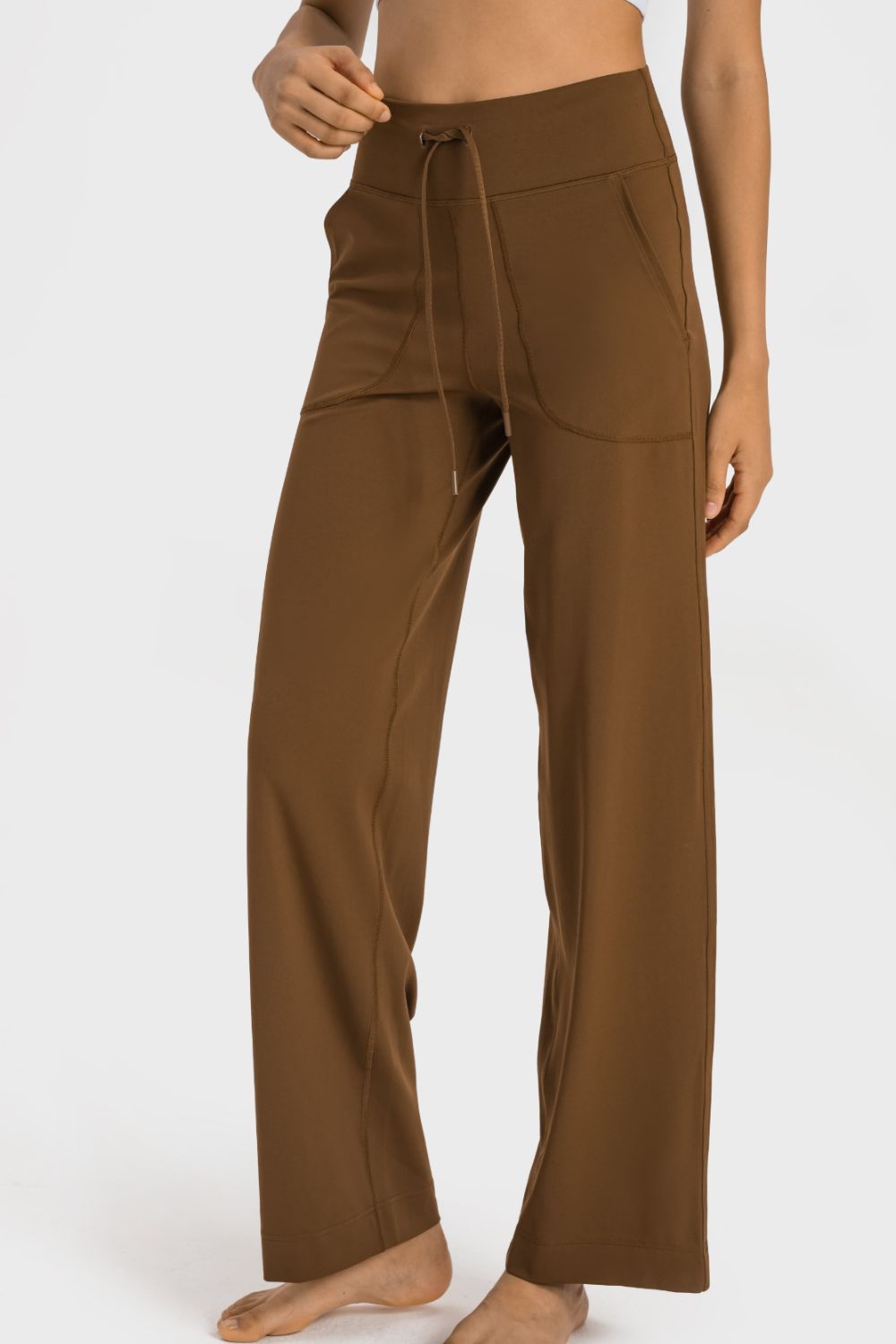 Drawstring Waist Wide Leg Sports Pants with Pockets - The Daily Makeover
