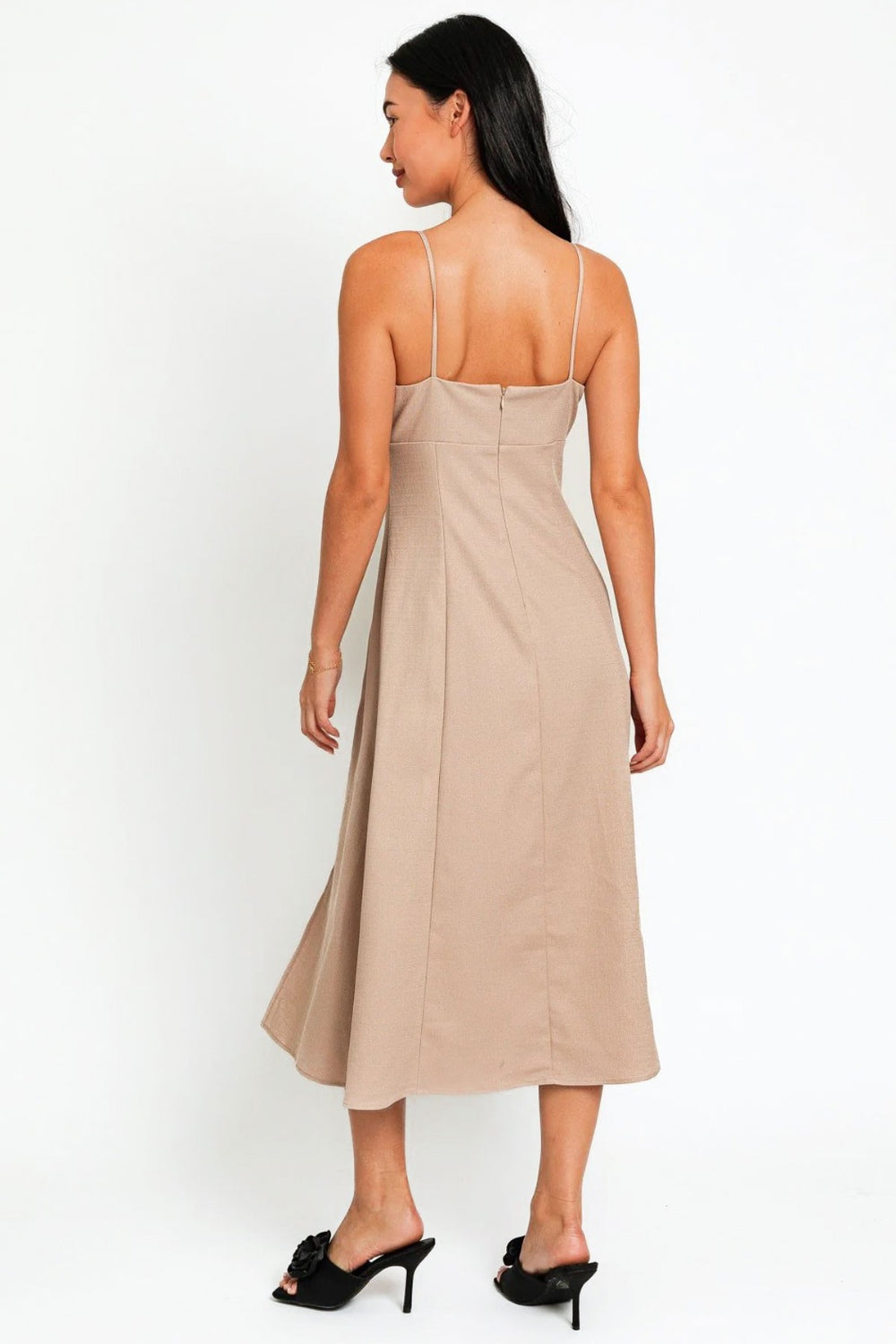Le Lis Flare Front Tie Front Slit Midi Dress - The Daily Makeover