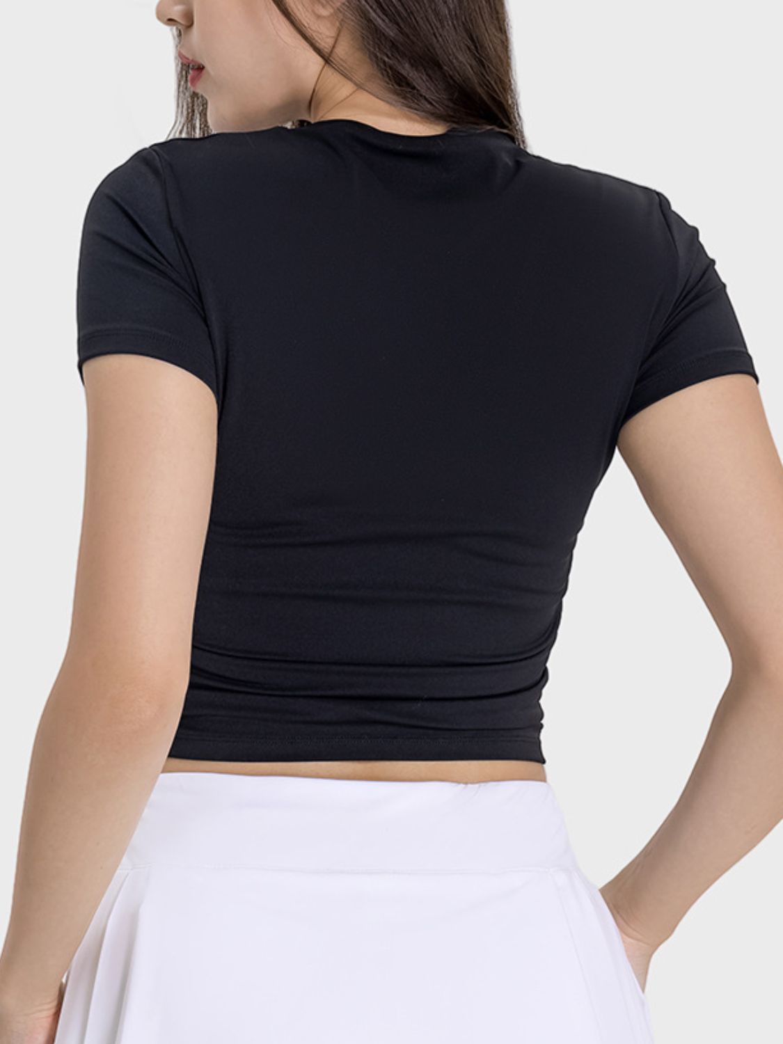 Millennia Ruched Round Neck Short Sleeve Active T-Shirt - The Daily Makeover
