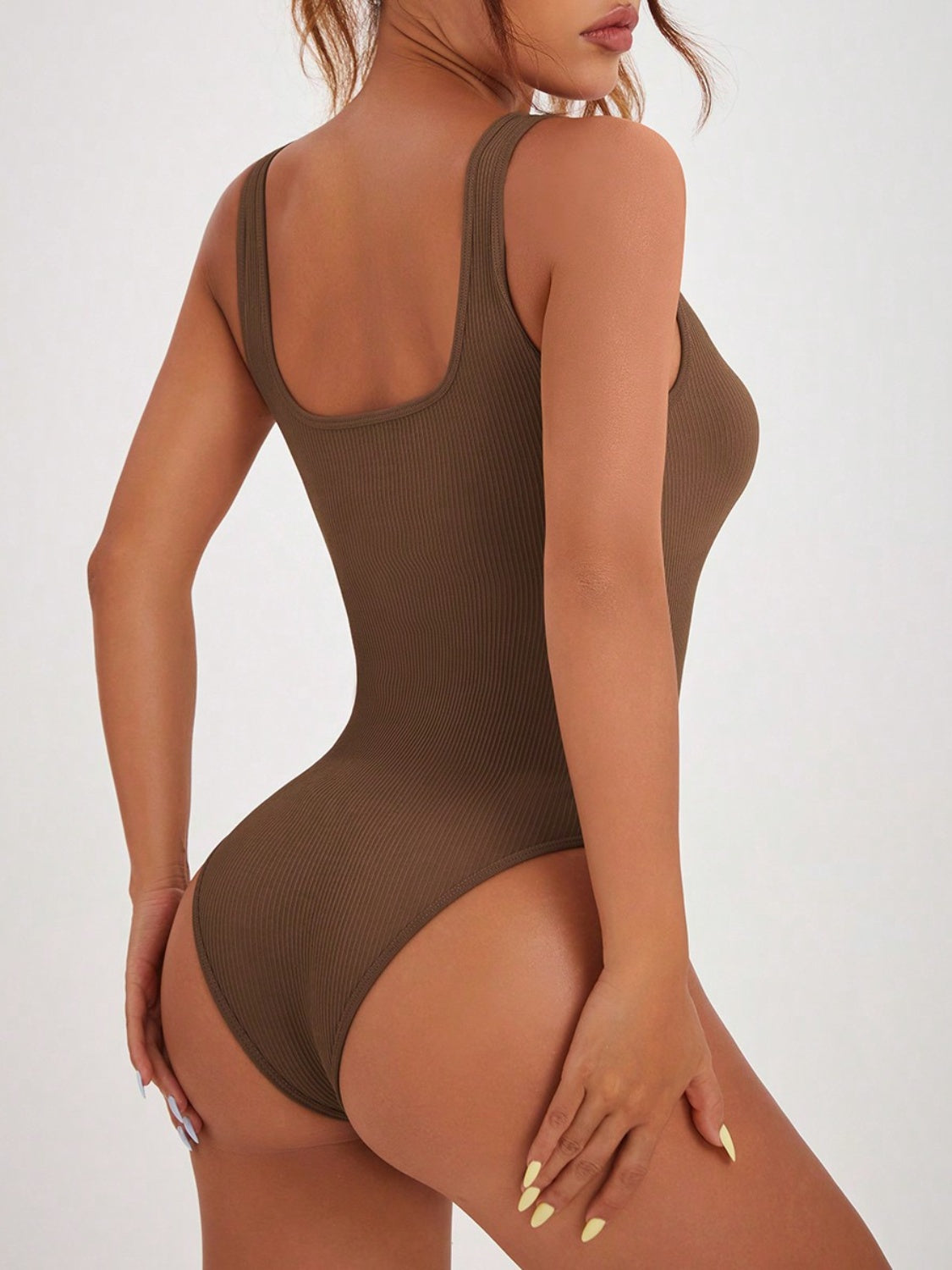 Scoop Neck Wide Strap Active Bodysuit - The Daily Makeover