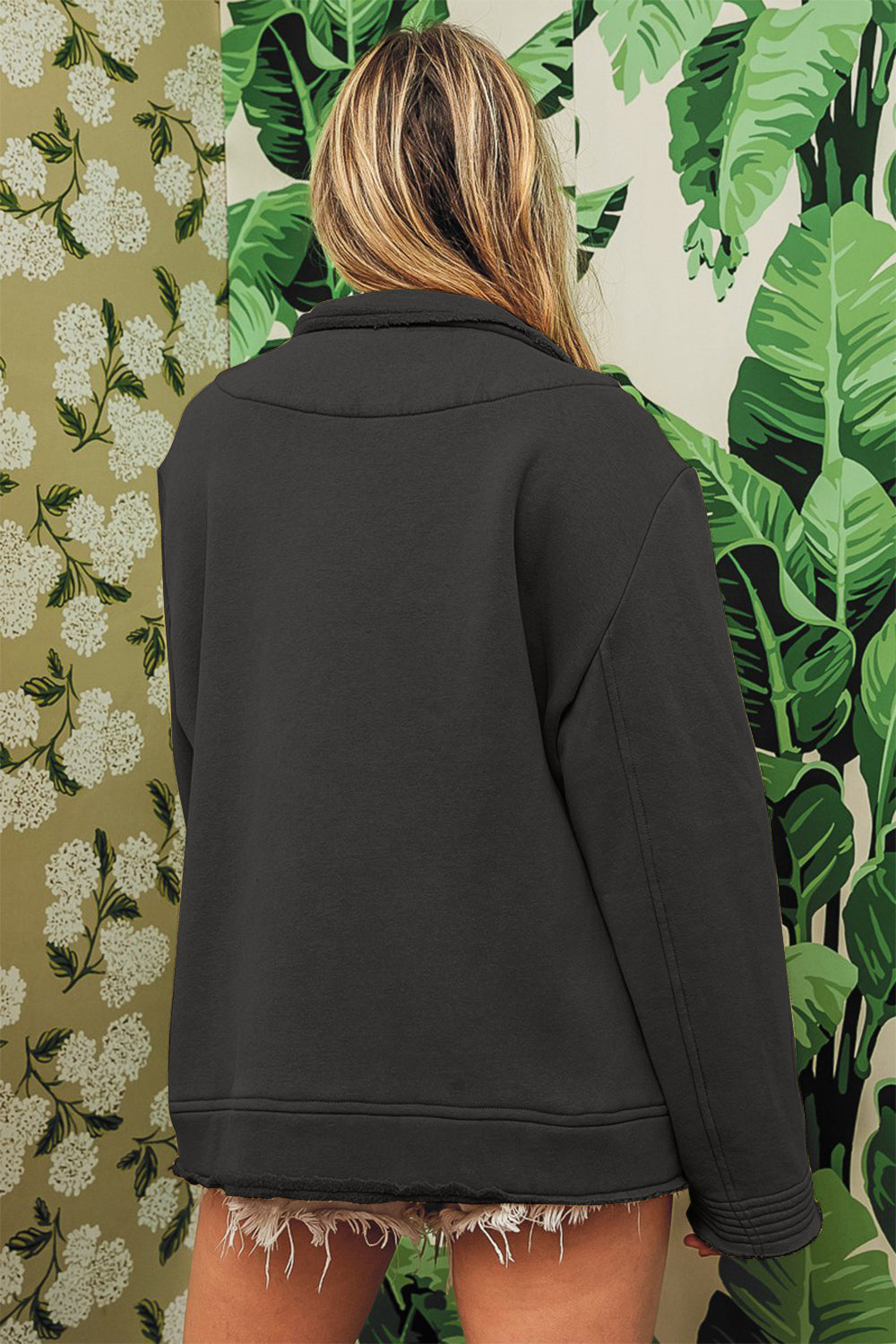 BiBi Single-Breasted Washed Fleece Jacket - The Daily Makeover