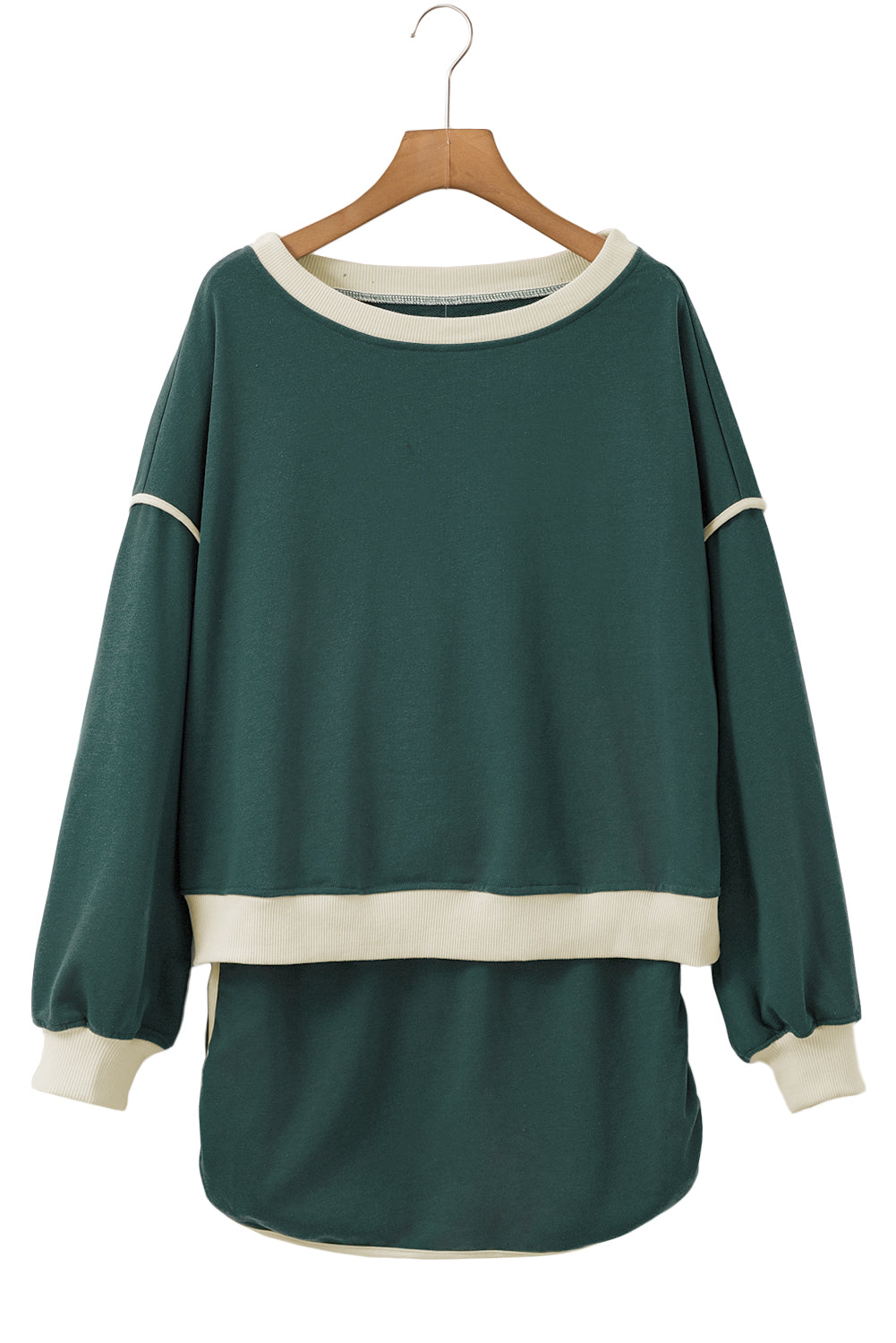Evergreen Contrast Trim Loose Pullover and Lace-up Waist Skort Set - The Daily Makeover