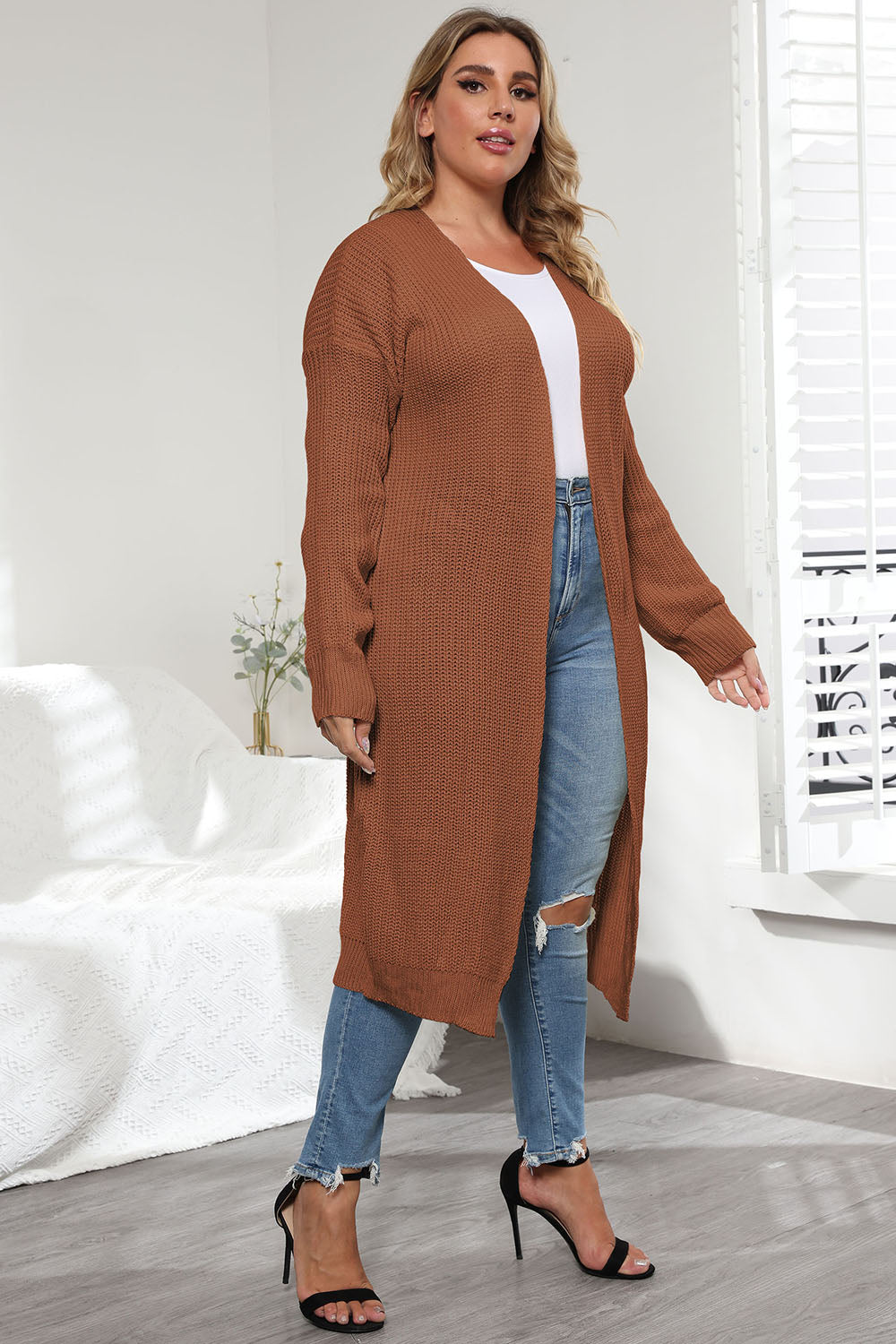 Plus Size Open Front Long Sleeve Cardigan - The Daily Makeover