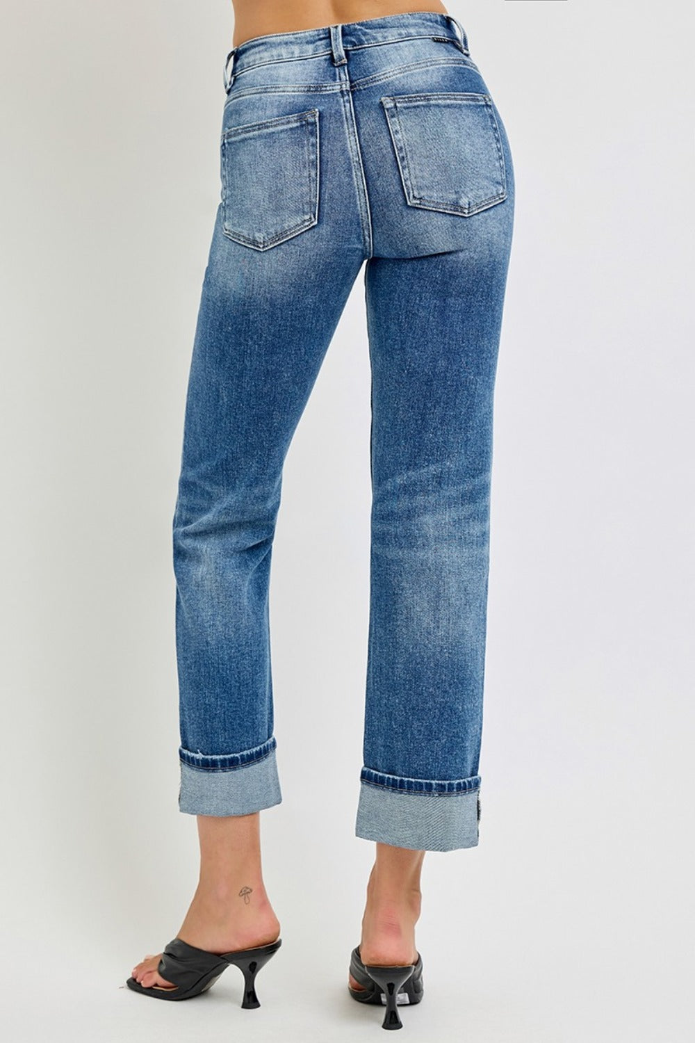 RISEN Full Size High Rise Crop Straight Roll Up Jeans - The Daily Makeover