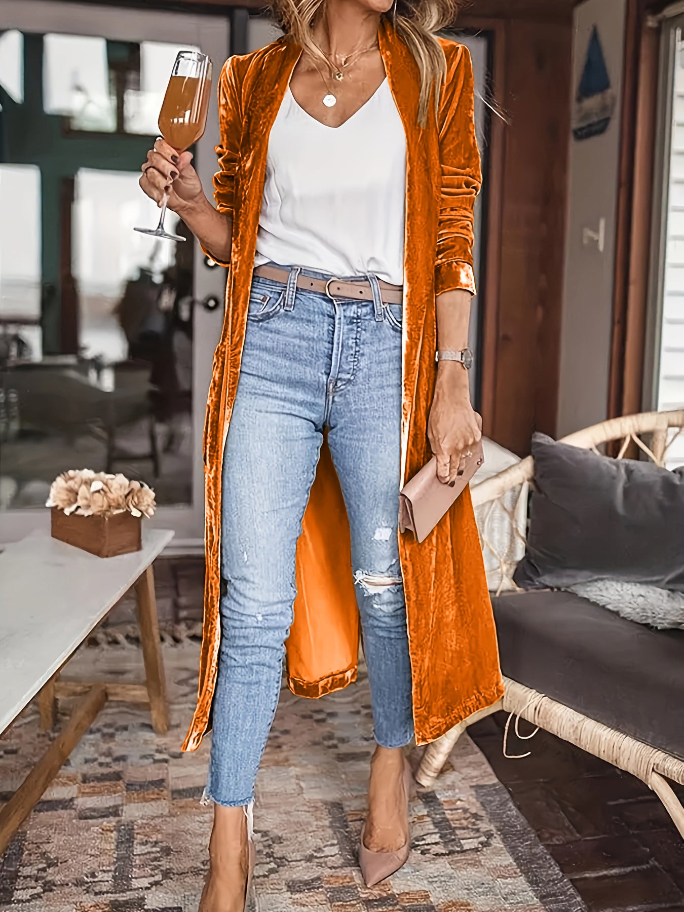 Open Front Long Sleeve Coat - The Daily Makeover