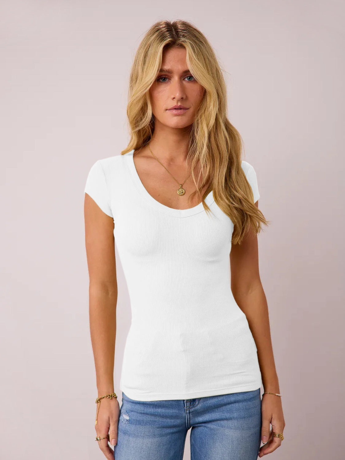 Scoop Neck Cap Sleeve T-Shirt - The Daily Makeover