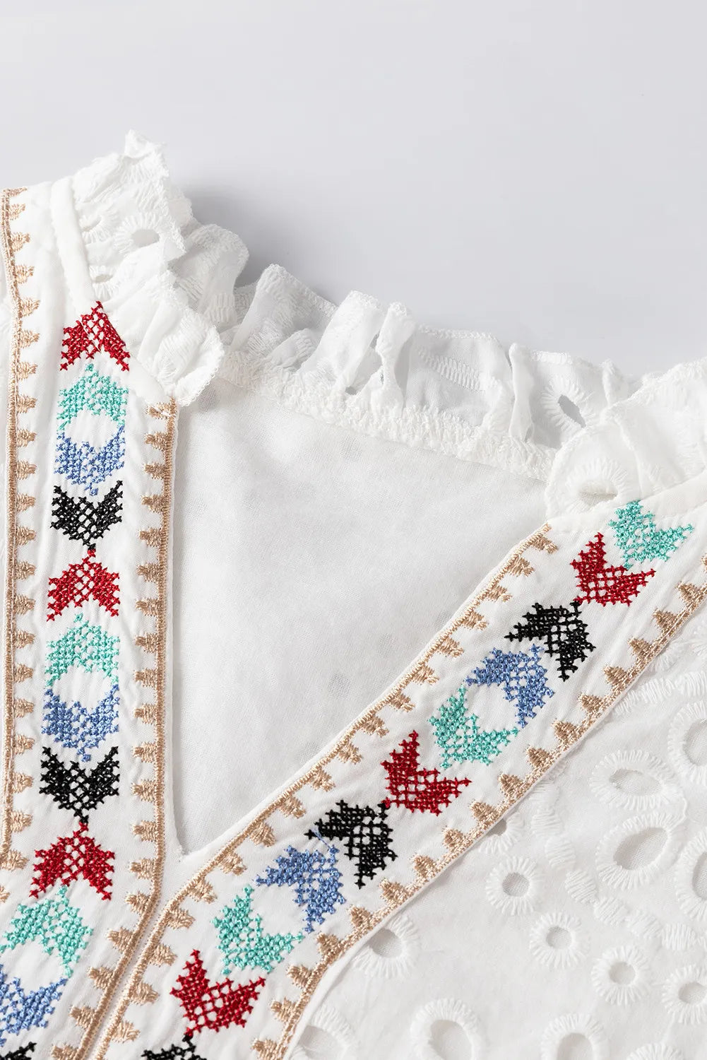Eyelet Frill Short Sleeve Blouse - The Daily Makeover