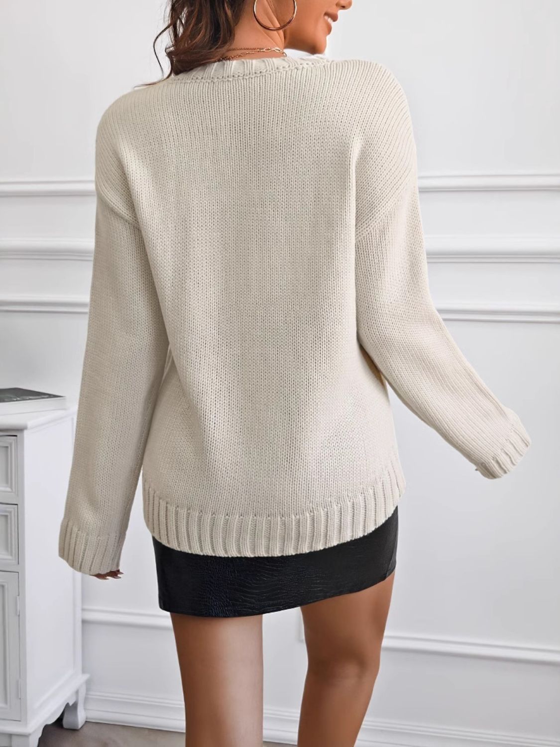 Round Neck Dropped Shoulder Sweater - The Daily Makeover