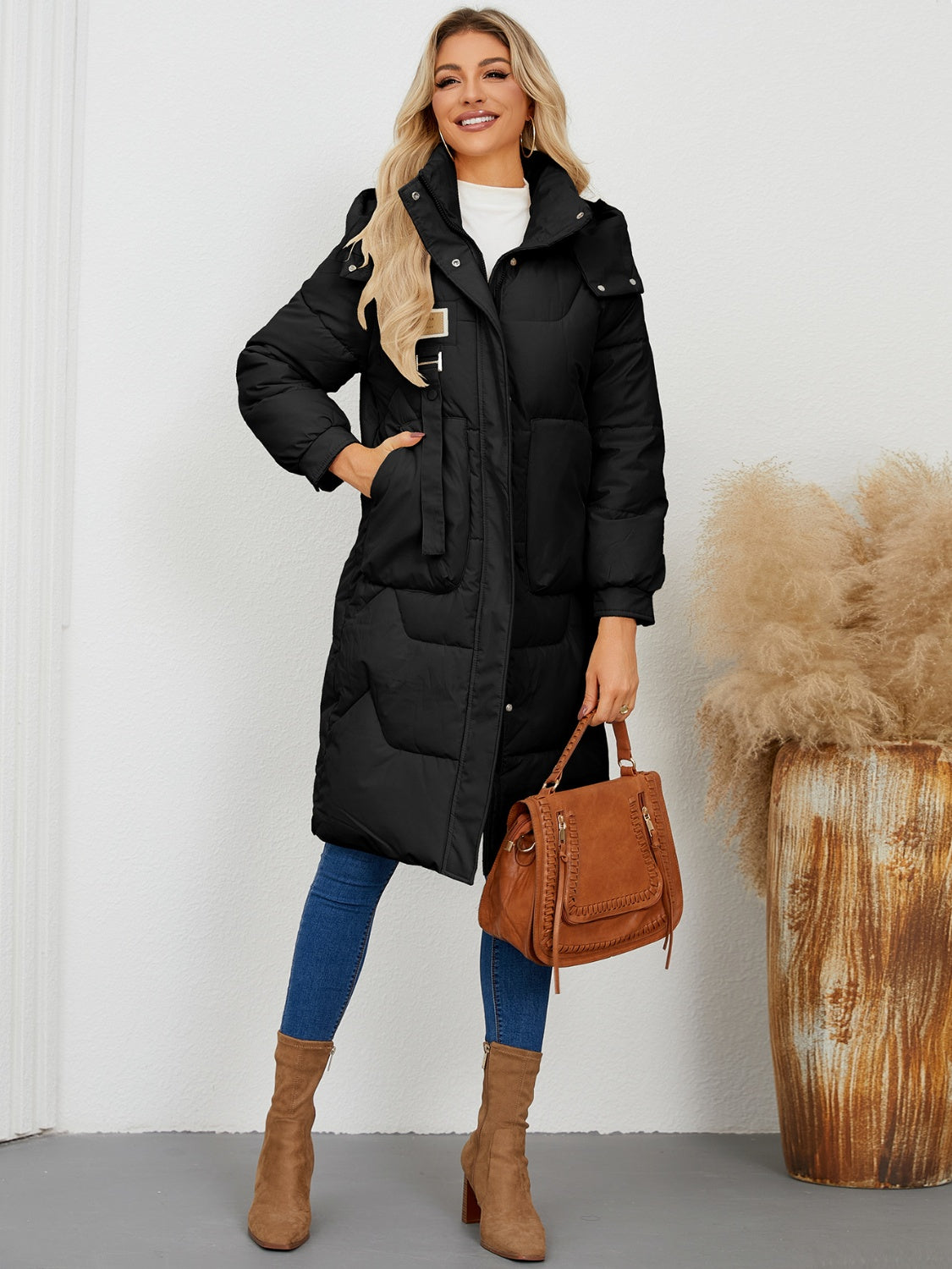 Long Sleeve Longline Hooded Winter Coat - The Daily Makeover