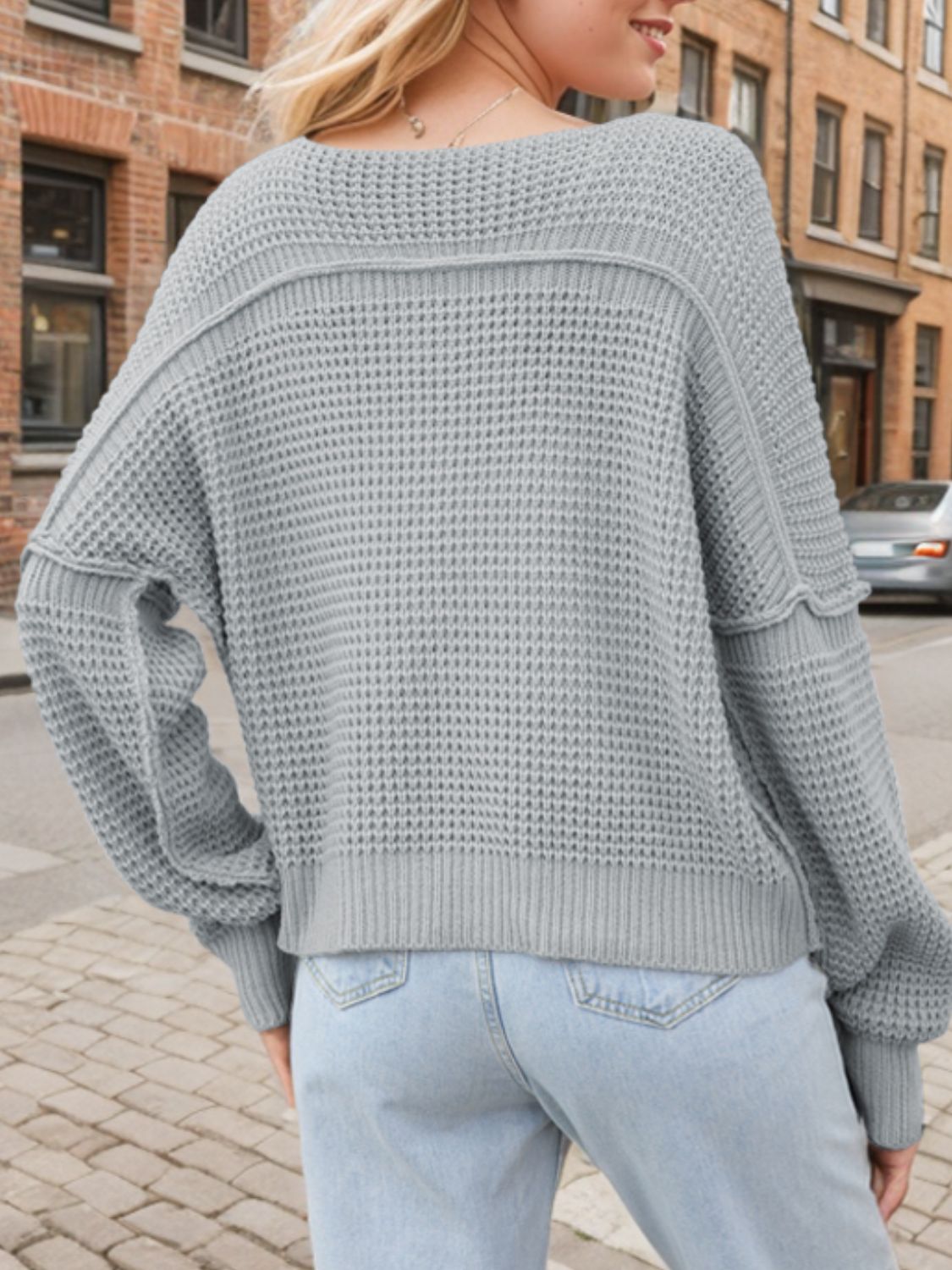 V-Neck Long Sleeve Sweater - The Daily Makeover