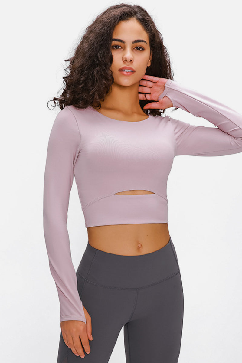 Long Sleeve Cropped Top With Sports Strap - The Daily Makeover