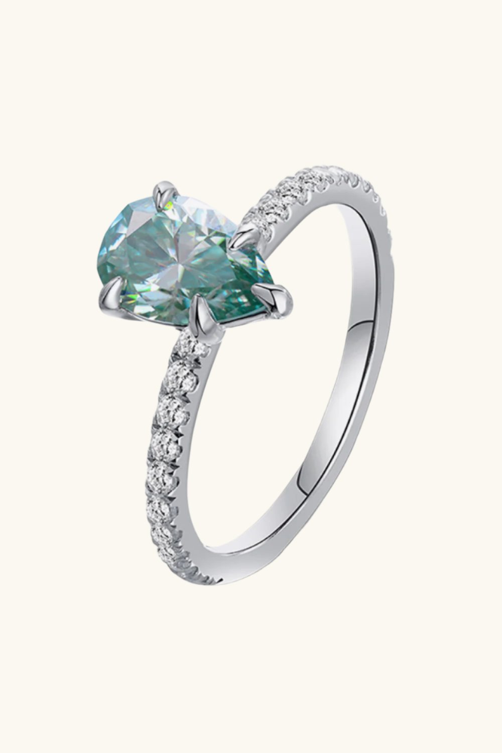 1.5 Carat Teardrop Shape Moissanite 925 Sterling Silver Ring