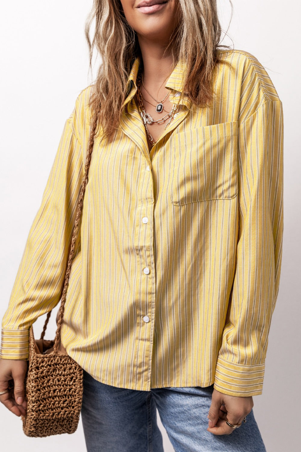 Striped Button Up Long Sleeve Shirt - The Daily Makeover