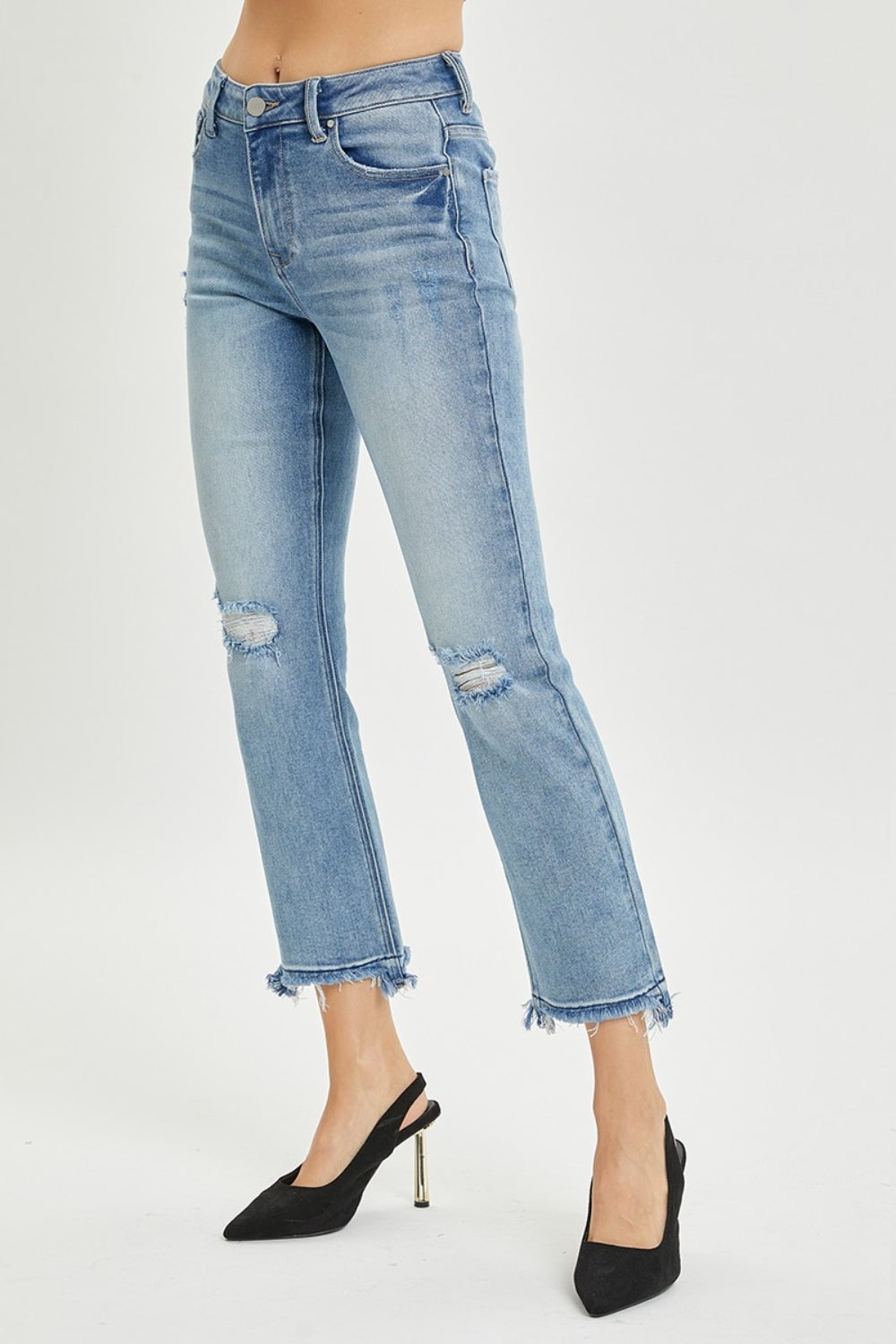 Full Size High Rise Distressed Cropped Straight Jeans - The Daily Makeover