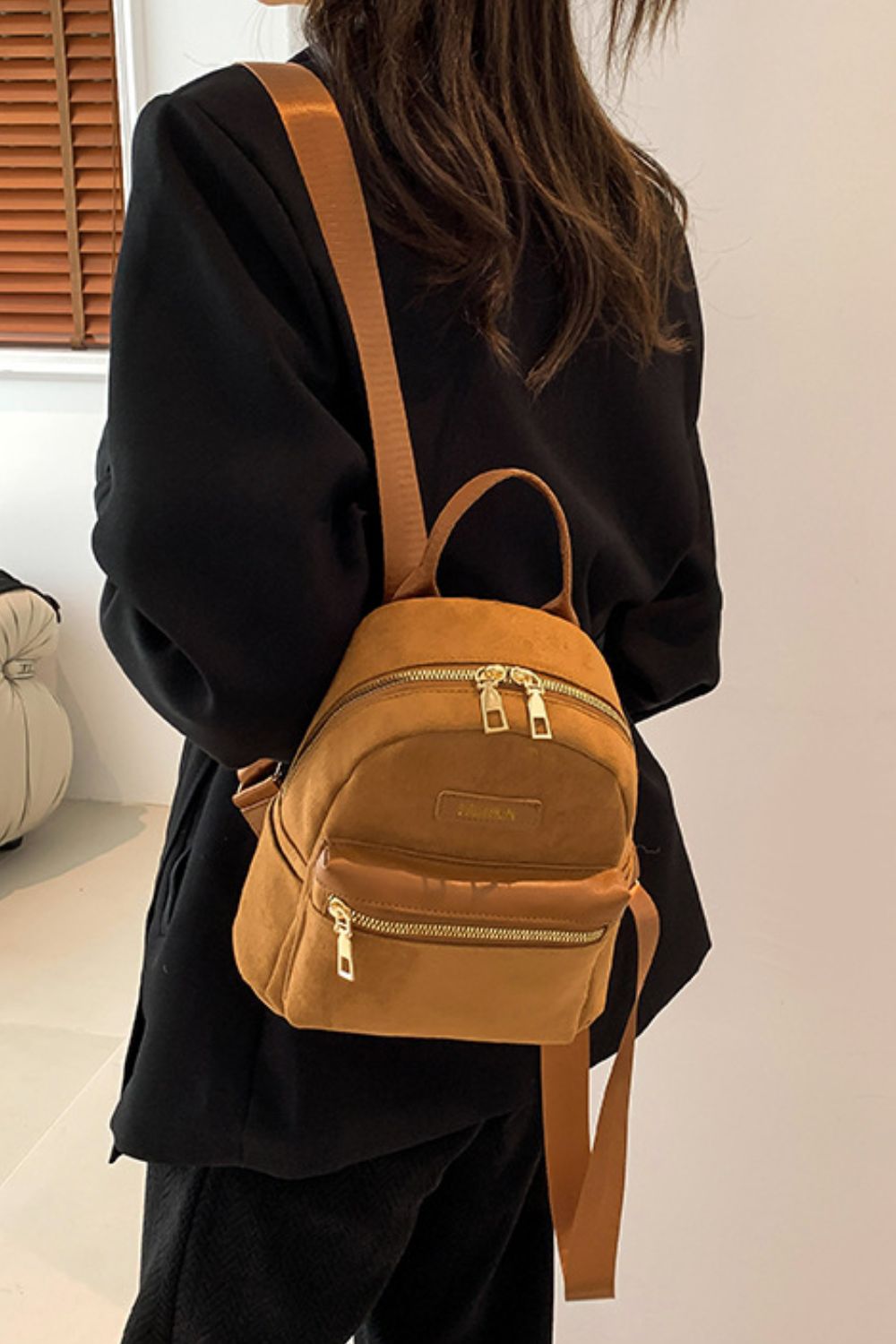 Suede Adjustable Strap Backpack Bag - The Daily Makeover