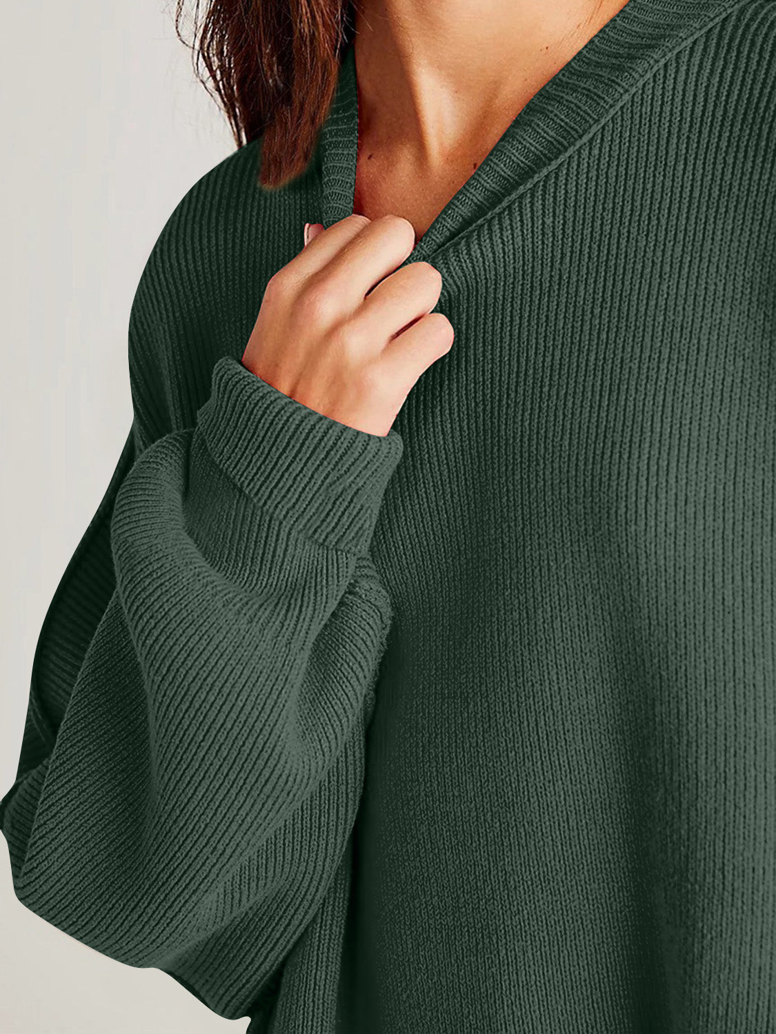 Double Take Side Slit Round Neck Long Sleeve Sweater - The Daily Makeover