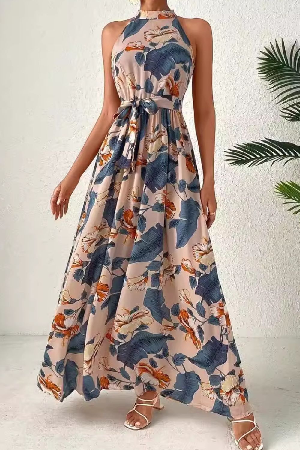 Tied Floral Sleeveless Dress - The Daily Makeover