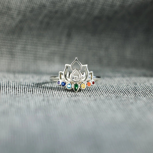 925 Sterling Silver Inlaid Zircon Lotus Shape Ring - The Daily Makeover