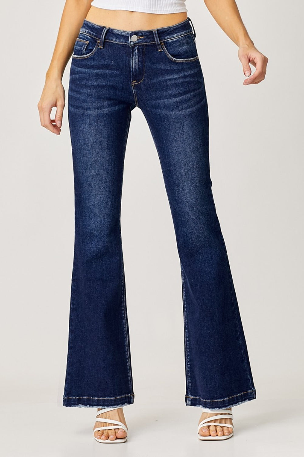 RISEN Full Size Low Rise Flare Jeans - The Daily Makeover