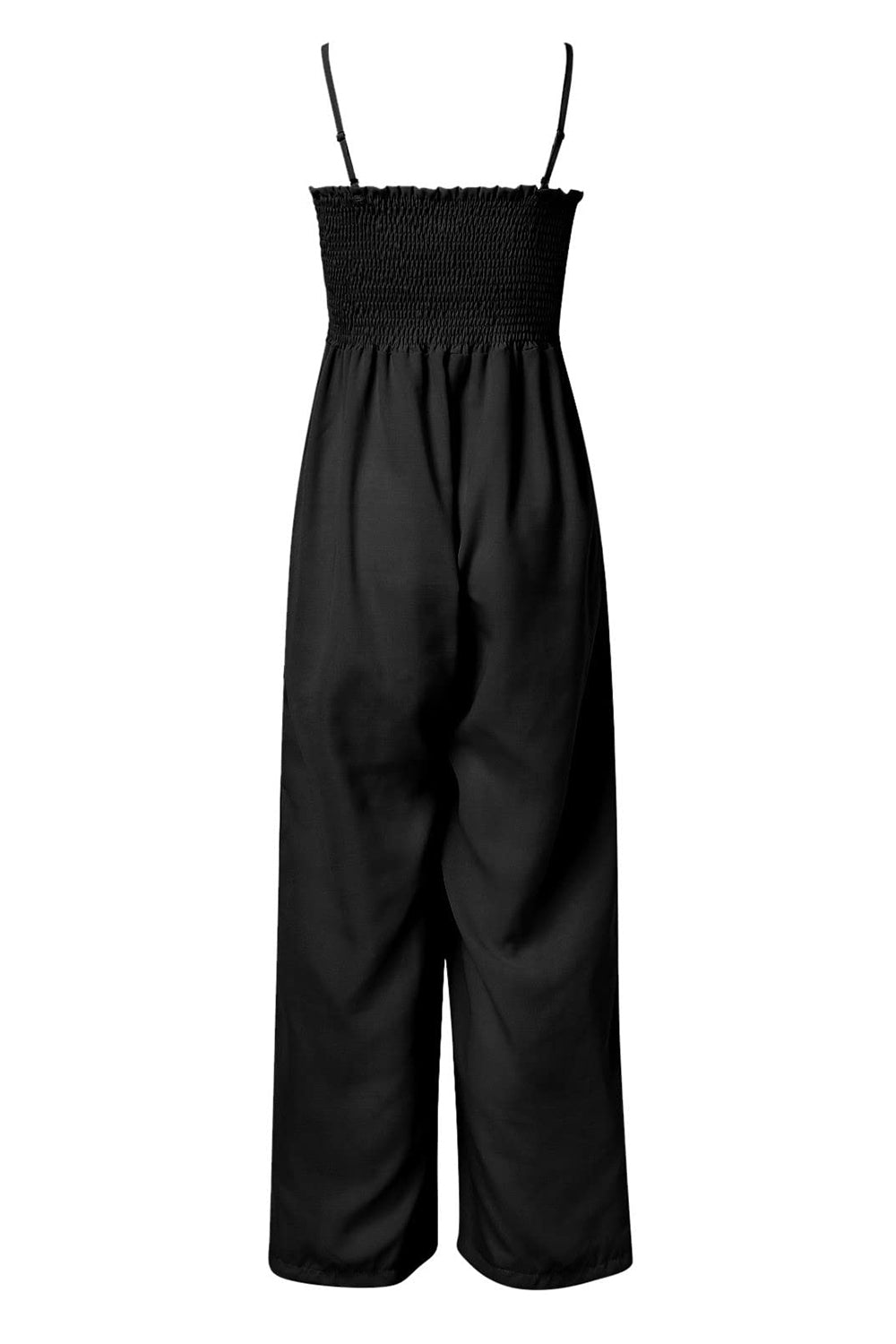Smocked Spaghetti Strap Wide Leg Jumpsuit - The Daily Makeover