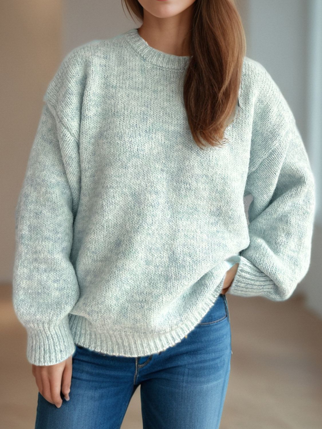 Round Neck Long Sleeve Sweater - The Daily Makeover