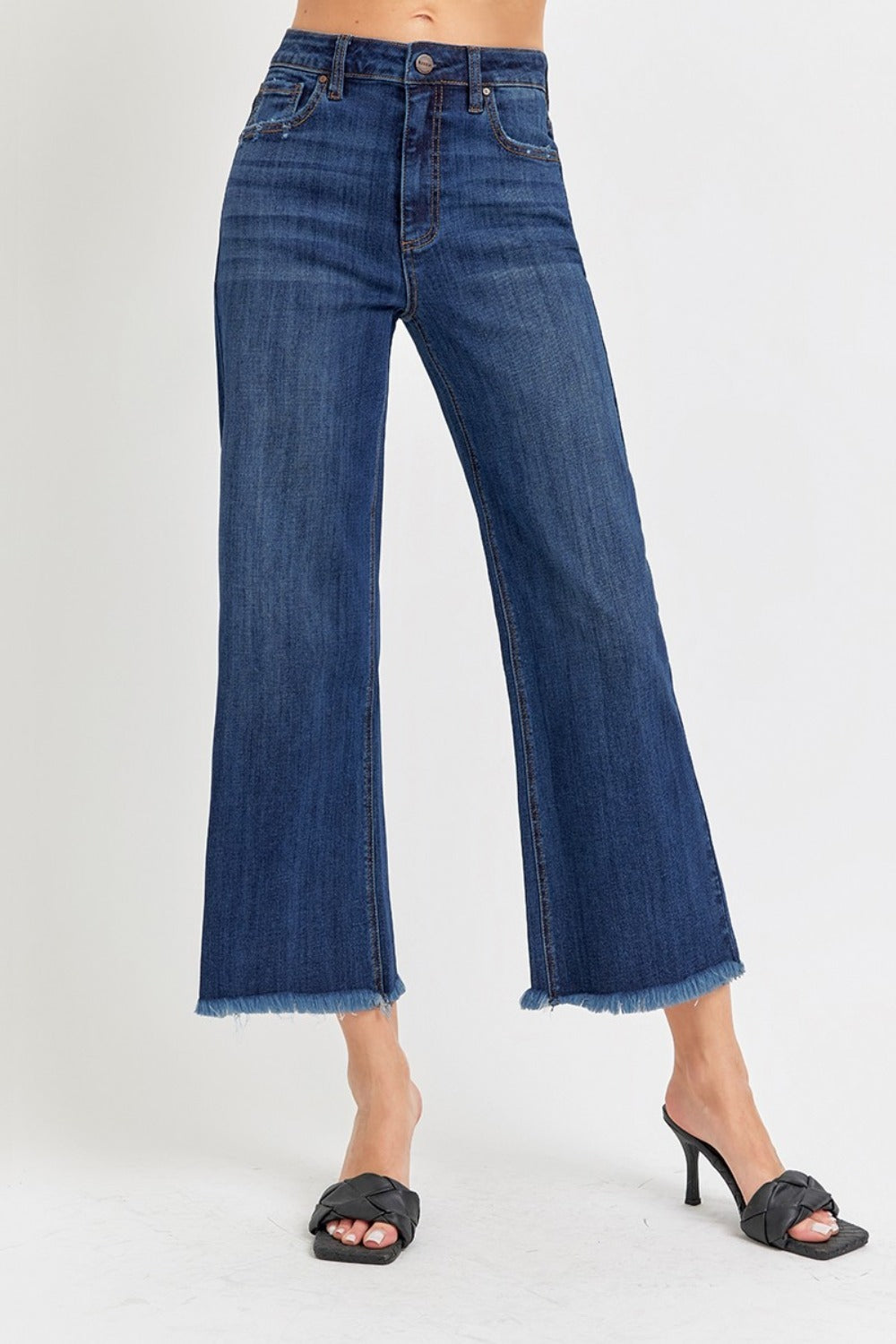 Full Size Raw Hem Cropped Wide Leg Jeans - The Daily Makeover