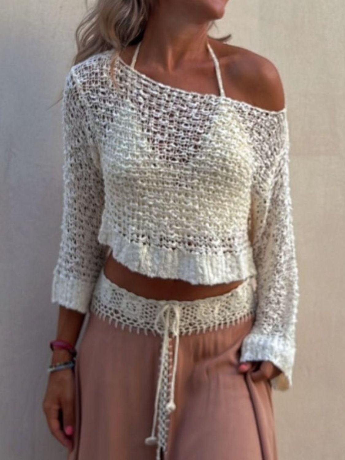 Round Neck Long Sleeve Knit Cover Up - The Daily Makeover
