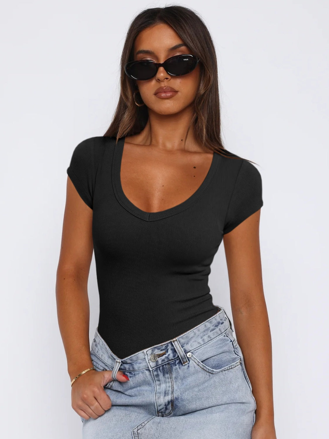 Scoop Neck Cap Sleeve T-Shirt - The Daily Makeover