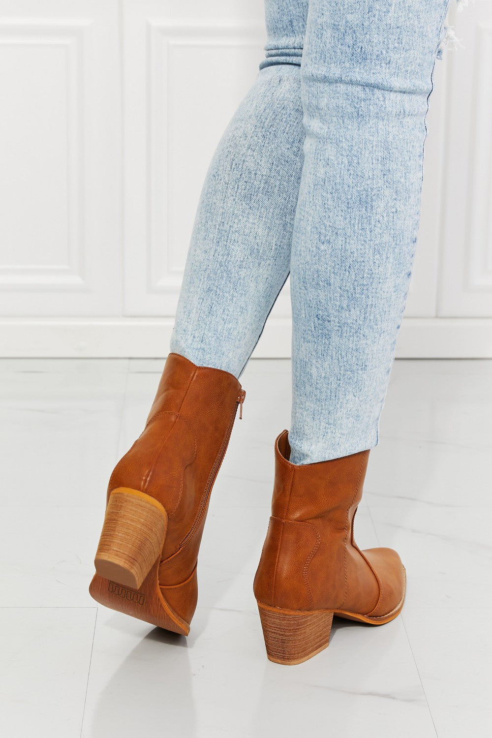 MMShoes Watertower Town Faux Leather Western Ankle Boots in Ochre - The Daily Makeover