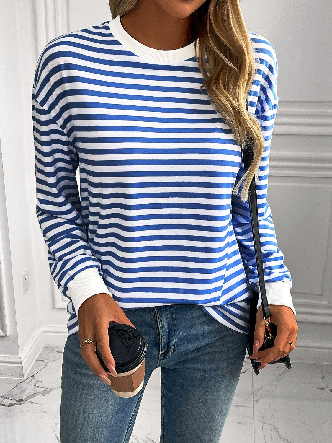 Ivy Lane Striped Round Neck Long Sleeve Sweatshirt - The Daily Makeover