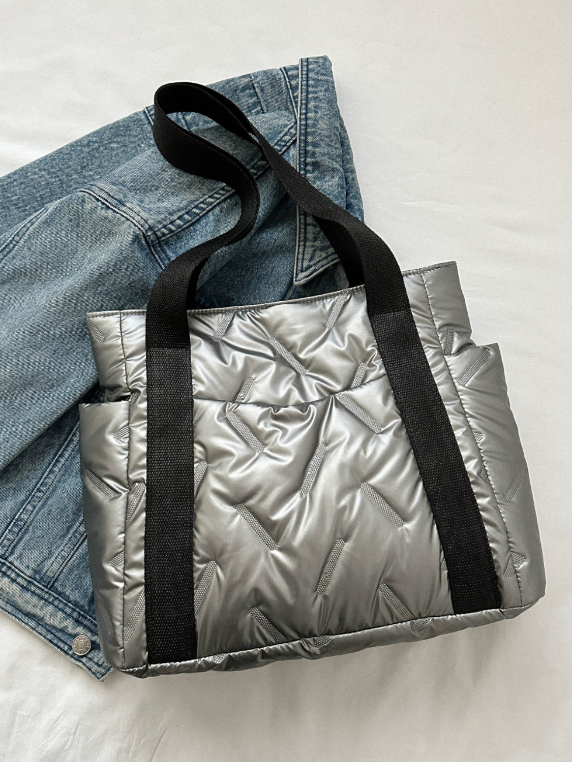 Solid Color Tote Bag with Side Pockets - The Daily Makeover