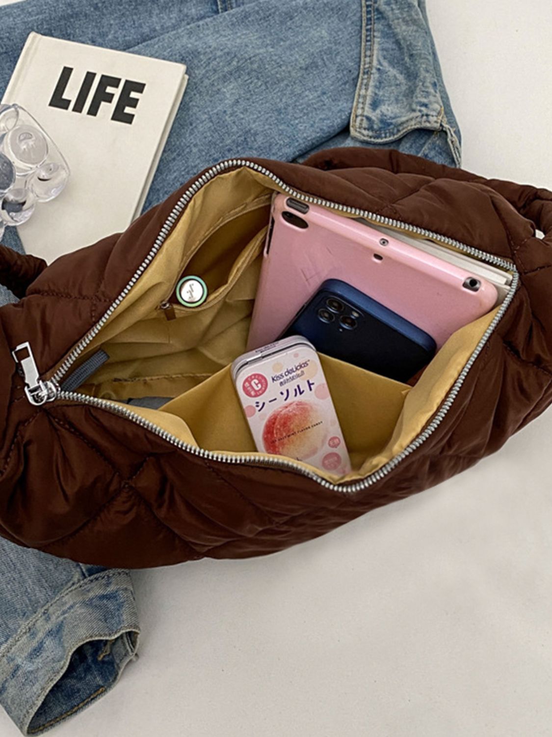 Quilted Polyester Crossbody Bag - The Daily Makeover