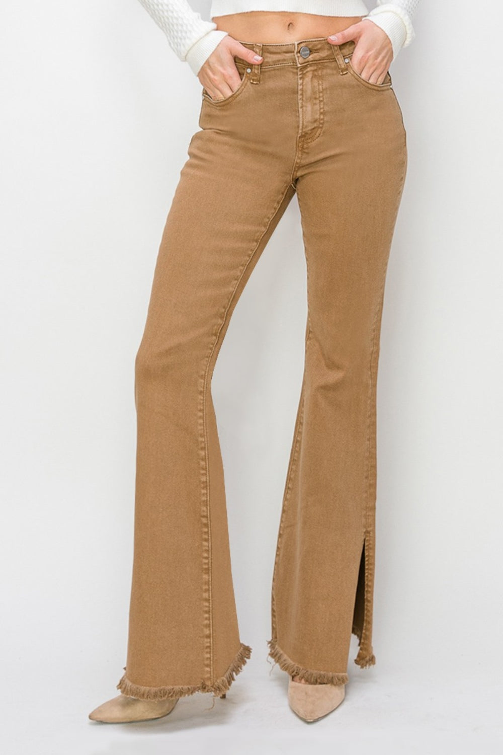 Bailey Full Size High Waist Side Slit Flare Jeans - The Daily Makeover