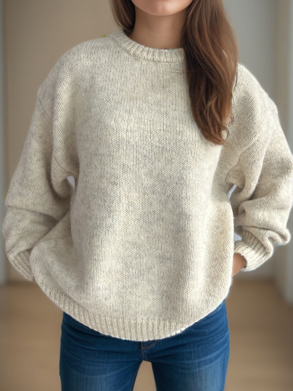Round Neck Long Sleeve Sweater - The Daily Makeover