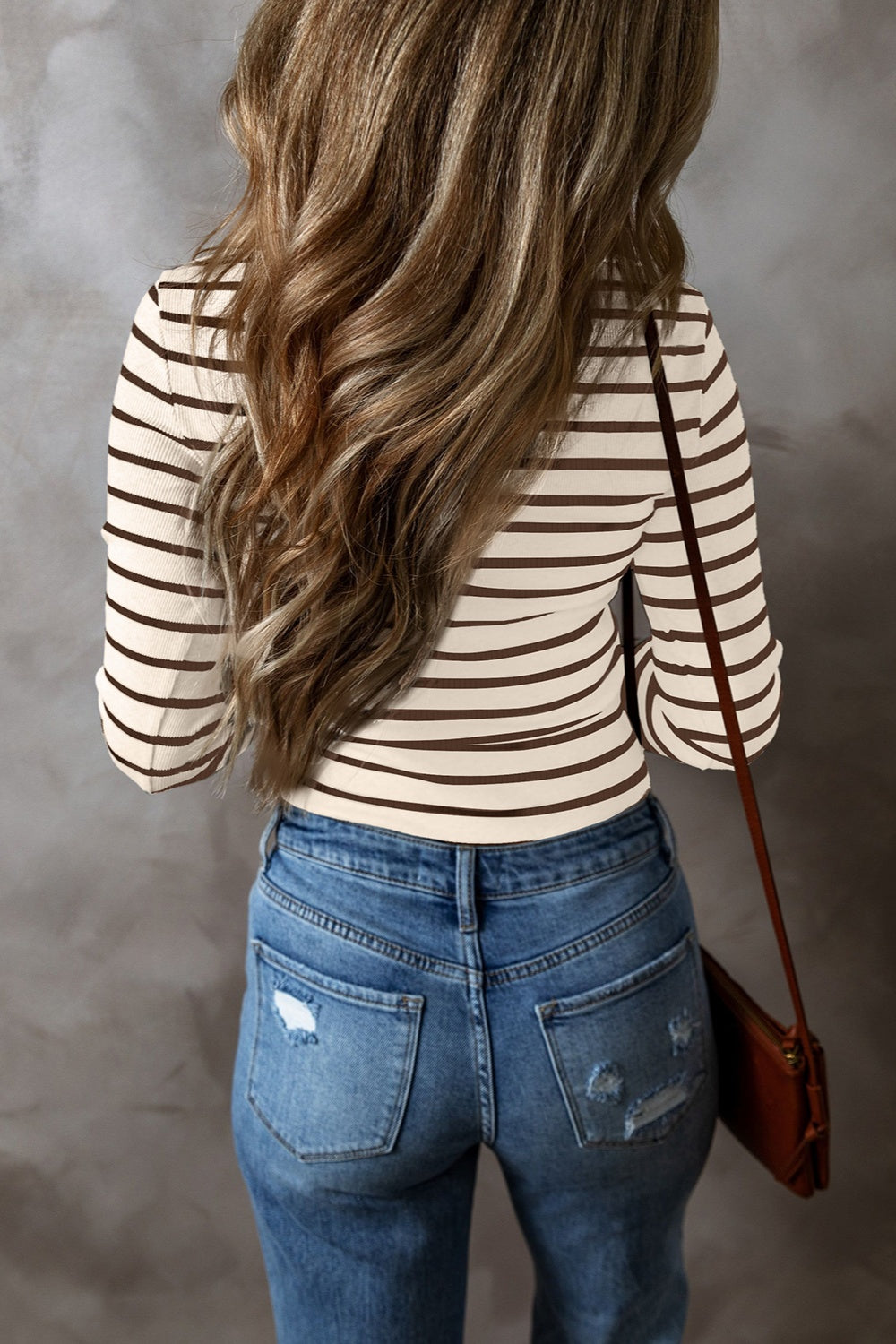 Striped V-Neck Long Sleeve Top - The Daily Makeover